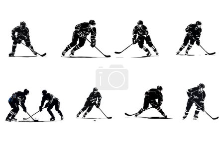 Illustration for Vector silhouettes hockey players, Hockey players silhouettes illustration - Royalty Free Image