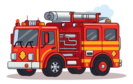 Illustration for Red fire truck emergency vehicle in modern flat style vector illustration - Royalty Free Image