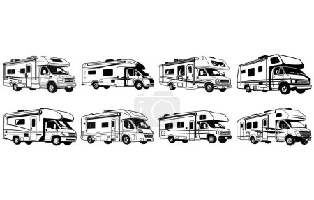 Ilustración de Camper van caravan motor home vector Silhouette, motor home silhouette - Imagen libre de derechos