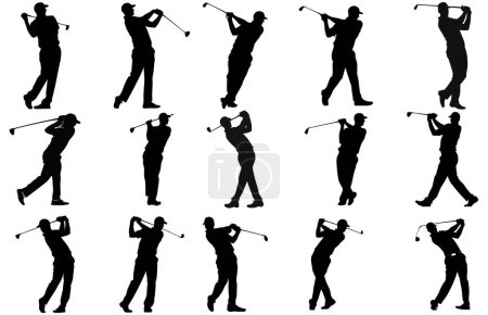 Illustration for Golf player silhouettes vector illustration set,Golf player silhouettes, Golf player playing silhouette - Royalty Free Image