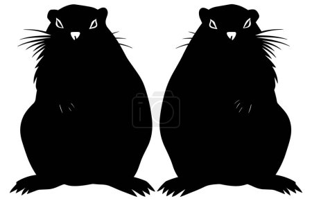 Diseño de silueta de pareja de marmota, diseño de vector negro de pareja de marmota ,