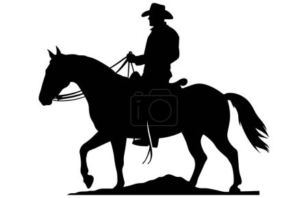 Téléchargez les illustrations : Silhouettes de cow-boy et de cavaliers, Chevaux de cowboy, Cavaliers à cheval - en licence libre de droit