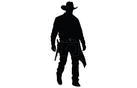Illustration for Silhouette of cowboys walking, Cowboy in various action, cowboys walking vector - Royalty Free Image