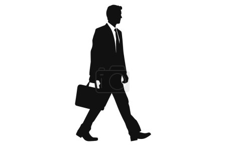 Téléchargez les illustrations : Homme d'affaires Marcher, homme marchant avec une mallette - en licence libre de droit