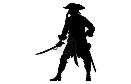Poses de pirate Silhouette vectorielle, Pirate en action avec épée, silhouettes de pirate,