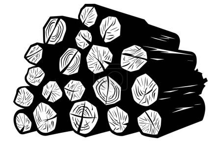 Icono de glifo de silueta de pila de leña, tronco de madera, madera y pila de madera.