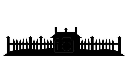 Zaun Silhouetten, Set von Zaun Silhouette in flachen Stil Vektorillustration, Schwarzer Zaun auf weißem Hintergrund,