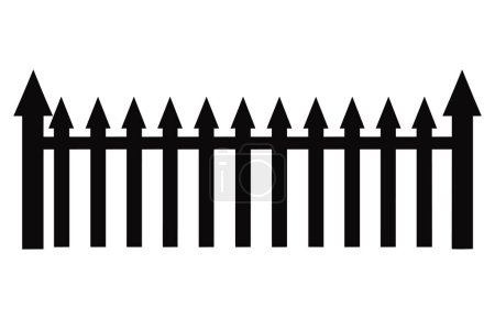 Siluetas de valla, Conjunto de silueta de valla en ilustración vectorial de estilo plano, Valla negra sobre fondo blanco,