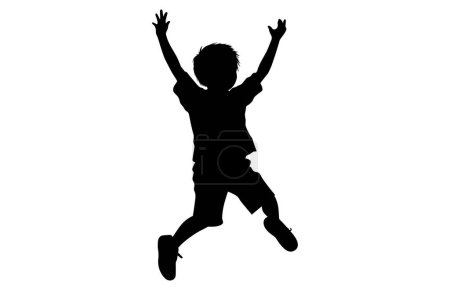 Ilustración de Niños saltando silueta, conjunto niño salto logo icono diseño vector - Imagen libre de derechos