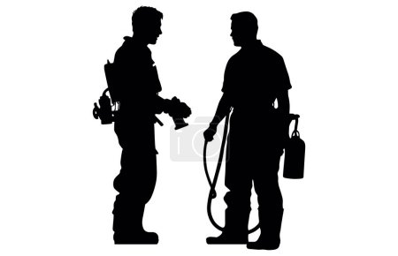 Fireman and plumber silhouette, plumber wearing uniforms silhouette bundle