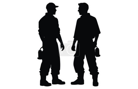 Fireman and plumber silhouette, plumber wearing uniforms silhouette bundle