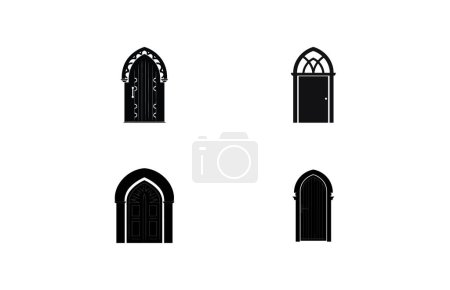 Siluetas de puertas medievales, tipo arquitectónico de arcos formas y formas siluetas