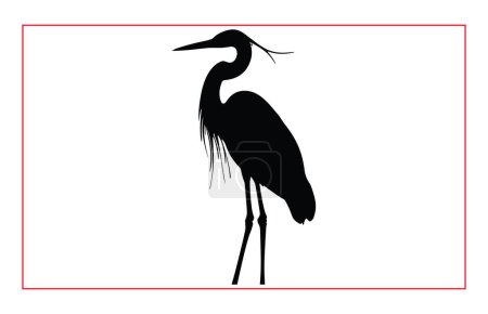 Heron Birds silhouette illustration, Silhouette of standing Heron