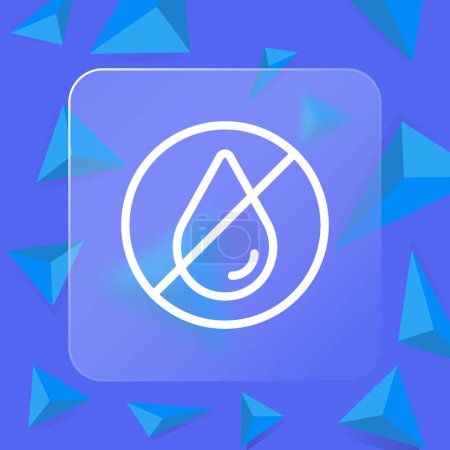 Illustration for Crossed drop line icon. Water, rain, dew, tear, blood, taboo, law, veto, restriction, permission, sign, prohibition. H2O concept. Glassmorphism style. Vector line icon for business - Royalty Free Image