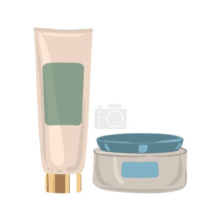 Ilustración de Cremas hidratantes en tubo de lujo y tarro. Ilustración vectorial - Imagen libre de derechos