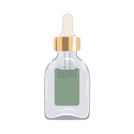 Illustration for Serum with dropper in transparent glass bottle. Vector illustration - Royalty Free Image