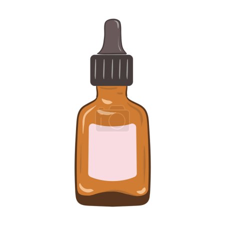 Illustration for Serum with dropper in brown glass bottle. Vector illustration - Royalty Free Image