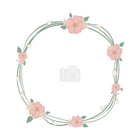 Ilustración de Corona floral sobre fondo blanco. Ilustración vectorial - Imagen libre de derechos