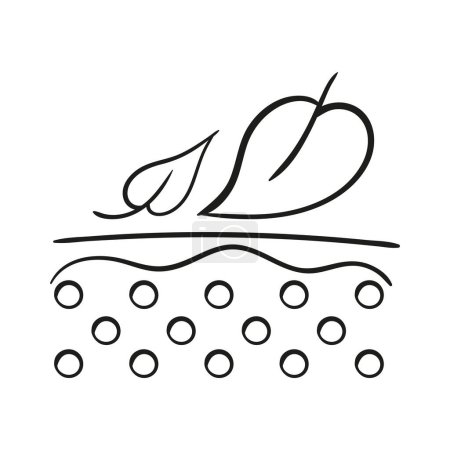 Ilustración de Icono de línea de cosméticos naturales. Capas de piel con hojas. Vector - Imagen libre de derechos