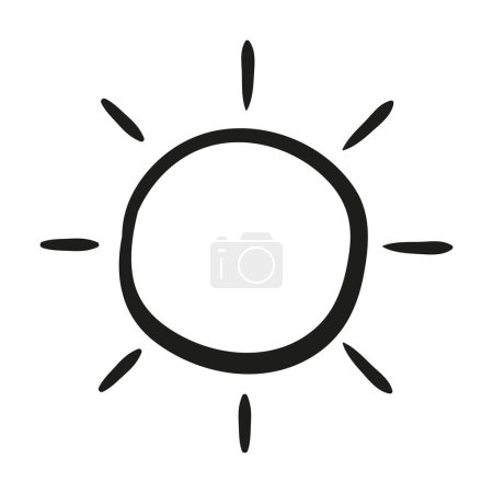 Téléchargez les illustrations : Icône Sun Line. Effet soleil, dommages sur la peau, UV, rayonnement ultraviolet, coups de soleil. Illustration vectorielle - en licence libre de droit