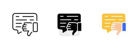 Illustration for A hand pointing downward, with the index finger extended and the other fingers curled in. Vector set of icons in line, black and colorful styles isolated. - Royalty Free Image