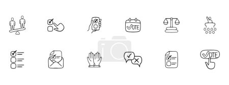 Ilustración de Conjunto de iconos electorales. Representación simbólica de elecciones democráticas. Concepto de proceso de votación. Icono de línea vectorial para negocios - Imagen libre de derechos