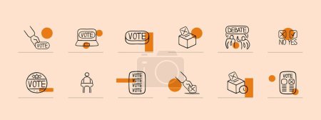Illustration for Set of icons emphasizing the importance of individual choice. Personal impact concept. Pastel color background. Vector line icon for Business - Royalty Free Image