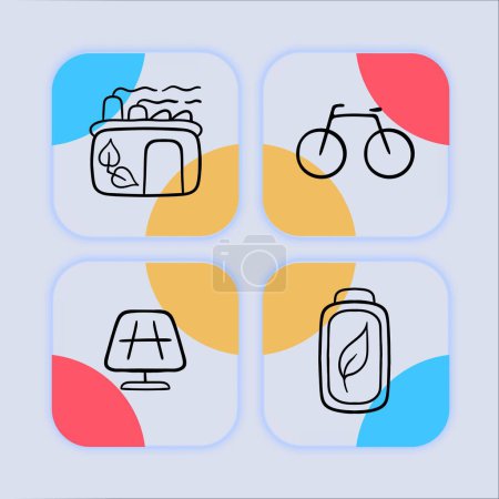 Illustration for Clean and Safe Energy Icon. Renewable sources, sustainable power generation, low carbon emissions. Neomorphism style. Vector line icon - Royalty Free Image