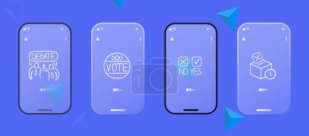 Illustration for Presidential Elections Icon. Voting, election icon, yes no, ballot, debate. Glassmorphism style. Ui phone app - Royalty Free Image