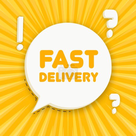 Illustration for Fast delivery banner. Speech bubble with Fast delivery text. Business concept. 3d illustration. Pop art style. Vector line icon for Business - Royalty Free Image