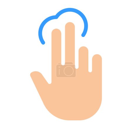 Illustration for Press with two fingers. Tap, swipe, push, make a screenshot, touch screen, control panel, shut down, settings, fingerprint scanner, user, device, gesture. Colorful icon on white background - Royalty Free Image