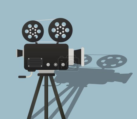 Illustration for Movie camera with shadow illustration. Video, shooting, photo, lens, cameraman. Vector icon for business and advertising - Royalty Free Image