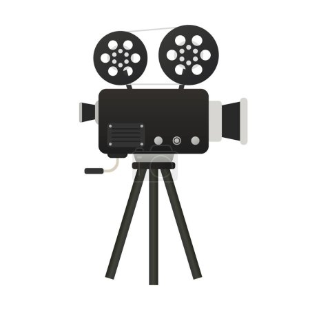 Illustration for Movie camera on white background illustration. Video, shooting, photo, lens, cameraman. Vector icon for business and advertising - Royalty Free Image