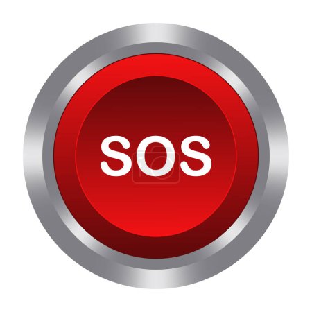 Rote Sos Knopfleiste Symbol. Schlanke, ansprechende, benutzerfreundliche, interaktive, digitale Benutzeroberfläche, Webentwicklung. Lineares Vektor-Symbol für Unternehmen und Werbung