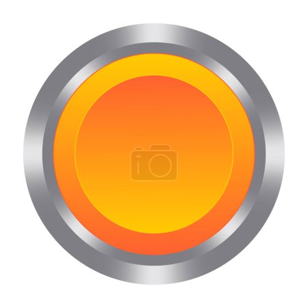 Orangefarbene Schaltfläche. Markantes, interaktives, benutzerfreundliches, modernes Design, rund, klickbar, aufmerksamkeitsstark. Lineares Vektor-Symbol für Unternehmen und Werbung