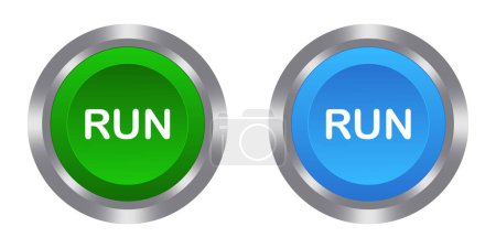 Run-Tasten setzen das Zeilensymbol. Kühn, markant, interaktiv, benutzerfreundlich, modern, rund, klickbar. Lineares Vektor-Symbol für Unternehmen und Werbung