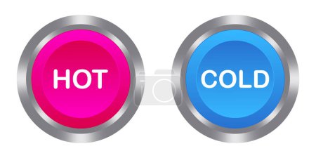 Hot Cold line icône boutons réglés. Nostalgique, coloré, réactif, durable, compatible joystick, vintage, coin-op, console de jeu, armoire d'arcade. Icône linéaire vectorielle pour les entreprises et la publicité