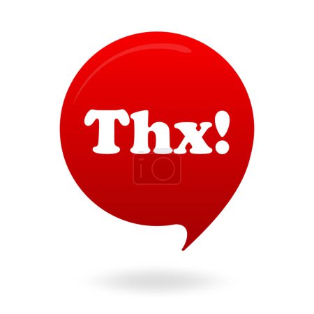 THX-Banner in roter Sprechblase mit Schatten. Ballon, Geschäft, Werbung, Bekanntmachung, Promotion, Logo-Design. Platzieren Sie Ihren Text. Danke, Danke, Dankbarkeit. Vektorillustration