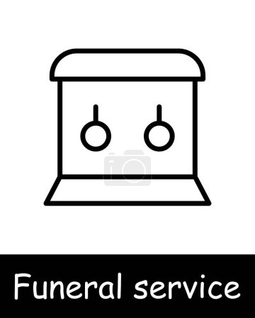 Illustration for Seth Icon Funeral service. Bible, cross, religion, Christianity, funeral home, coffin, memorial, grief, sorrow, sadness, black lines on white background. Burial concept. - Royalty Free Image