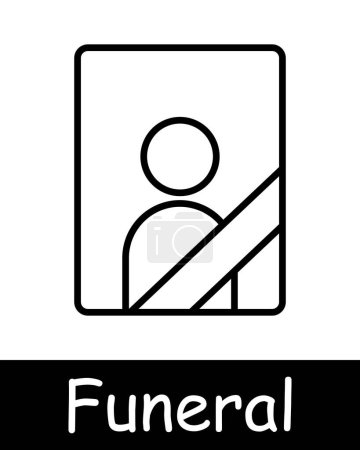 Funeral set icon. Grave, cross, Christianity, faith, burial, mound, candle, flame, portrait, ritual photo on monument, coffin, Turkish funeral traditions, temple, funeral slab. Obsequies concept.
