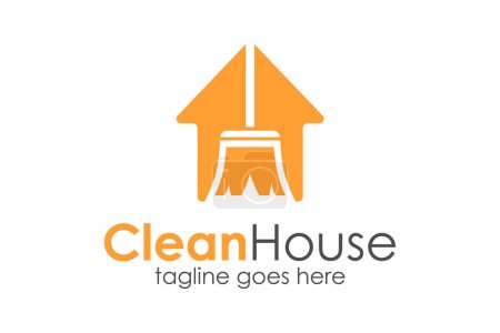 Clean House Logo Design Template with Clean icon and House icon. Perfect for business, company, mobile, app, Restaurant, icon, etc