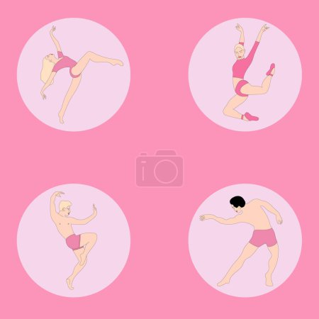Ilustración de Hombres y mujeres en poses de ballet de danza - Imagen libre de derechos