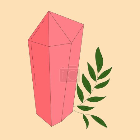 Illustration for Magical and mystical symbol crystal and plant - Royalty Free Image