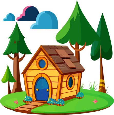 Fantastical fantasy dwarf house village art vector. Vector illustration