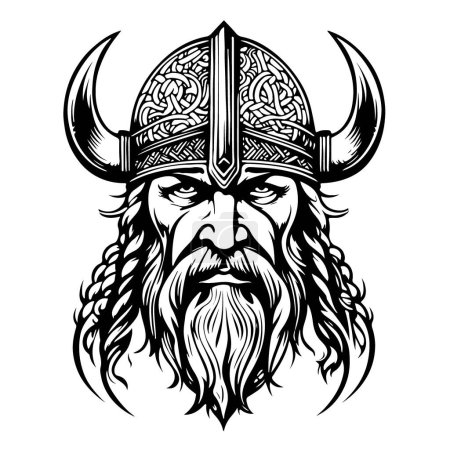 Téléchargez les illustrations : Superbe logo vectoriel emblème viking art. Illustration vectorielle - en licence libre de droit