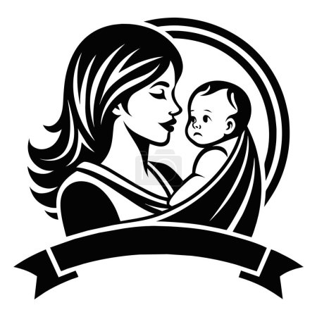 Amazing Mother day black line style art. Vector illustration