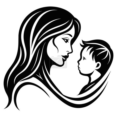 Great Mother day black line style art. Vector illustration