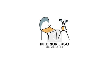 Illustration for Interior minimalist room, gallery furniture logo design vector - Royalty Free Image