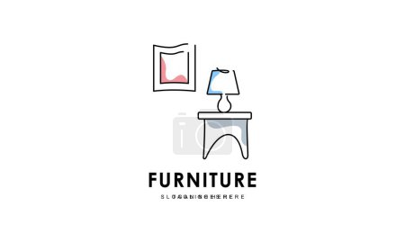Illustration for Interior minimalist room, gallery furniture logo design vector - Royalty Free Image