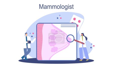 Ilustración de Consulta de concepto de mamólogo con el médico sobre la idea de enfermedad de mama de la atención médica y médica - Imagen libre de derechos